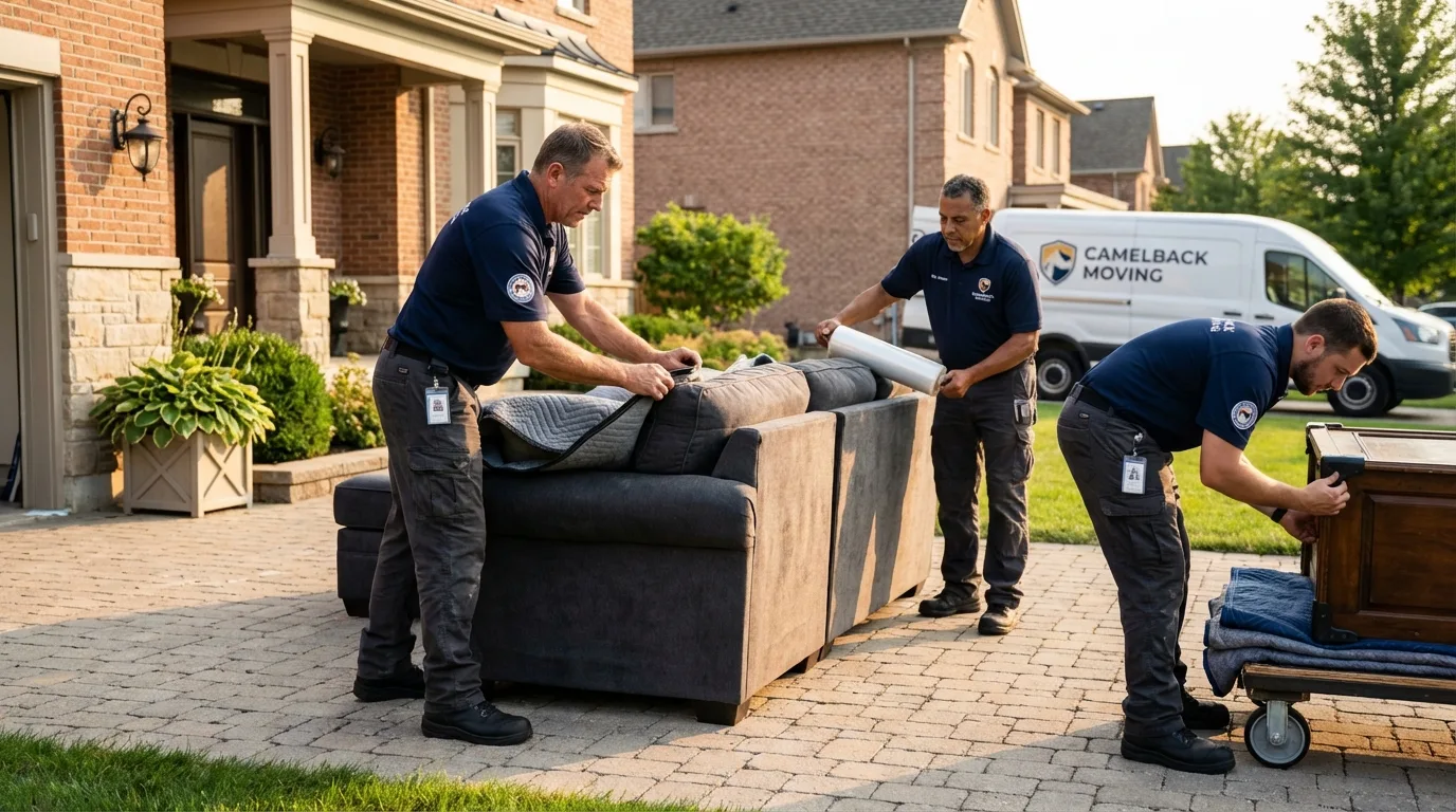 Large estate moving crew wrapping furniture in Clearwater, FL